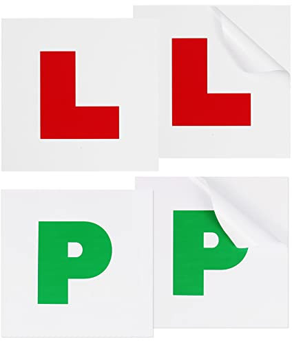 Onarway Learner Plate, Self Adhesive Red L Plate and Green P Plate 4 Pack for Driver Learner, No Fading No Blow off Easy to Move without Scratching