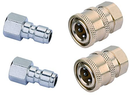 CREEXEON 1/4 Quick Connect Adapter Set for Pressure Washer, Stainless Steel Quick Connectors，2Pairs