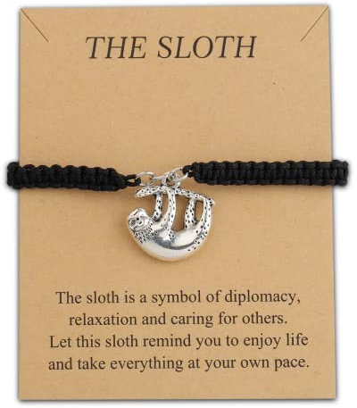 KUIYAI Faultier Anhänger Schmuck Armband Geschenk für sie, Silber, Edelstahl