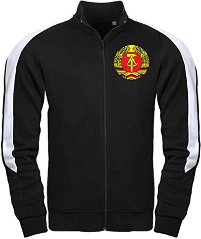 Spaß Kostet Herren Trainingsjacke mit Streifen DDR Hüte dich vor Sturm und Wind und Ossis die in Rage sind (mit Rückendruck) Größe S - 3XL
