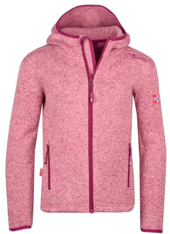 Trollkids Girls Jondalen Jacket XT | Warme Kapuzenjacke aus Strickfleece|Zwei Hüfttaschen und eine Brusttasche|Modische Akzente durch Kontrast und Details