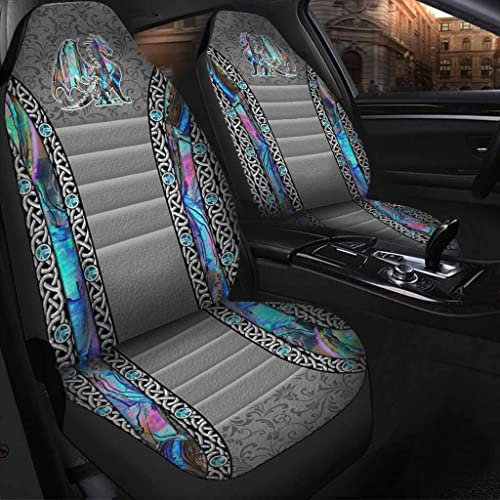 456 Autositzbezüge Vordersitze Geheimnisvolles Drache-Hologramm-Muster-Graues Thema Auto-Zubehör Passform Autoschonbezüge Für Fahrzeuge, Autos, Wohnmobil, 52X138Cm