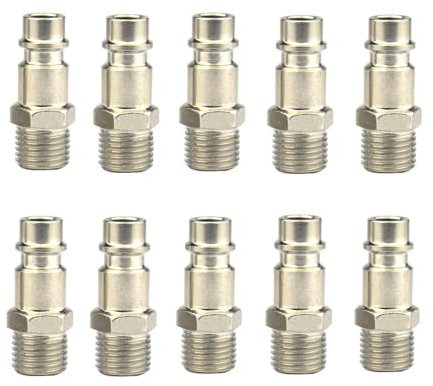 Luoyuanjia 10 PCS Air Connectors - Durable Air Line Couplers Male Thread Quick Release Plugs 1/4 BSP Hose Fittings