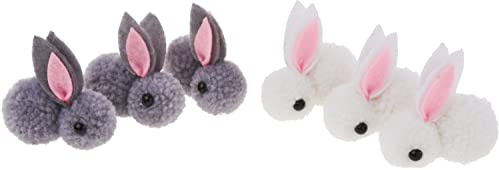VBS Pompon-Hase Figur 6 Stk. 5.0 cm Höhe Länge Kunststoff Osterdeko