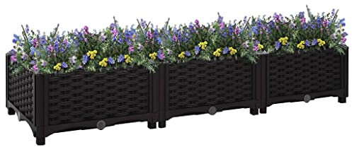 WIFESE Arriate Exterior Negro 120x40x23 cm Polipropileno Robusta Macetero de Jardín Balcón Decorado Patio Terraza Jardinera Proporciona Amplio Espacio para Plantas Verduras Hierbas y Flores