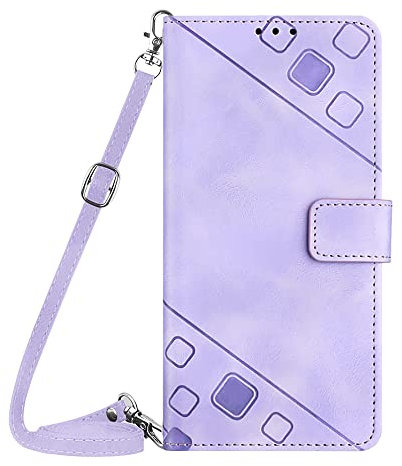 Klapphülle kompatibel mit iPod Touch 7 2019, einfarbig, Cross-Body-Hülle, 1,5 m, mit Kartenschlitz, Magnet, Leder, Klappständer, für iPod Touch 7 2019 / iPod Touch 6 / Touch 5 [005], Violett