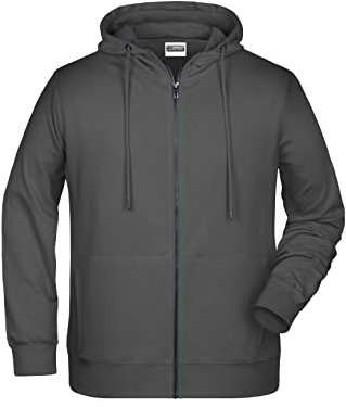 James & Nicholson Herren Hoody Sweatjacke - Sportliche Sweatjacke aus Bio-Baumwolle | Farbe: graphite | Grösse: XXL