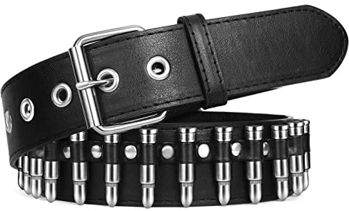 SUOSDEY Women Leather Belt for Jeans Dress Bullet Rivet Belts Women Men Black Studded Gothic Belt Punk Style with Metel Buckle Hip Hop