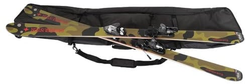 IVOL Skitasche mit Rollen -Skisack Bis 175 cm - Schwarz - Mit Trageriemen, Rädern und Zubehörfach