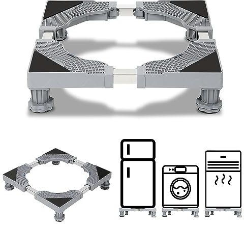 Eulenke Support de machine à laver 41-65 cm, 4 pieds, support réglable, pour machine à laver, pour réfrigérateur, sèche-linge, congélateur