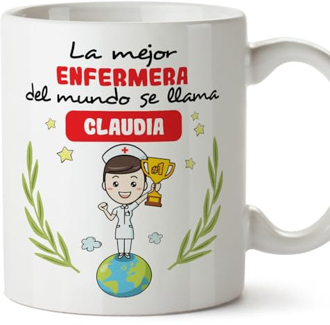MUGFFINS Tazas Personalizadas para ENFERMERA mujer - En Español - Eres Mejor del Mundo - 11 oz / 330 ml - Regalo Personalizable original y divertido