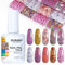 BURANO Transferfolie Nägel Nagelfolien, Nail Art Foil Kleber Folienkleber mit 10PCS Foliensticker,Transferfolie Nagelsticker 15ml 1 Flaschen Nail Art Klebetransfer (Leopard Foil 07)