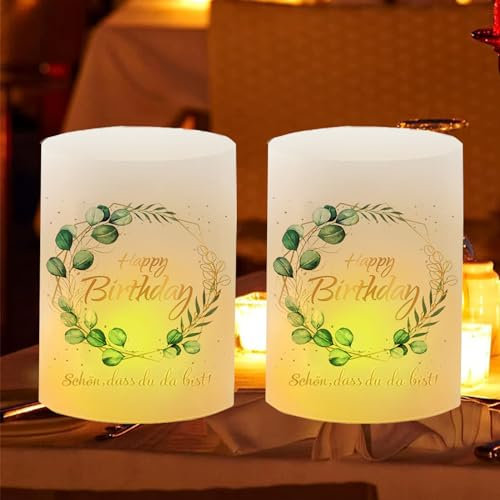 ALLAVA 8 Windlicht Tischdeko,Happy Birthday Geburtstag Deko,Teelicht Geburtstag,Schön Das Du Da Bist,Windlichter Geburtstag,Happy Birthday. Geburtstag,für Teelichter Oder Kerzen