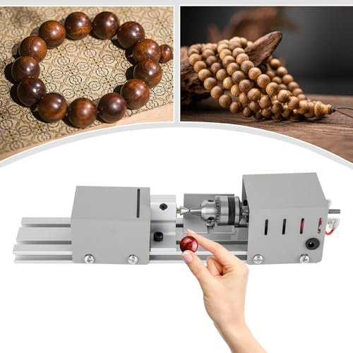 DSYOGX Mini tornio da 100 W, tornio da tavolo in legno, 4000 – 9000 giri/min, tornio multifunzione in miniatura per tornio, foratura, levigatura e taglio