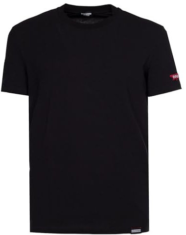 DSQUARED2 T-Shirt Nera da Uomo con Patch Logo in Rosso L