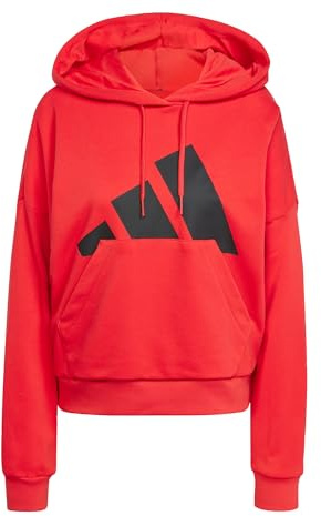 adidas Women's ESSENTIALS BIG LOGO FRENCH TERRY LOOSE HOODIE, Pure Ruby/Black, S