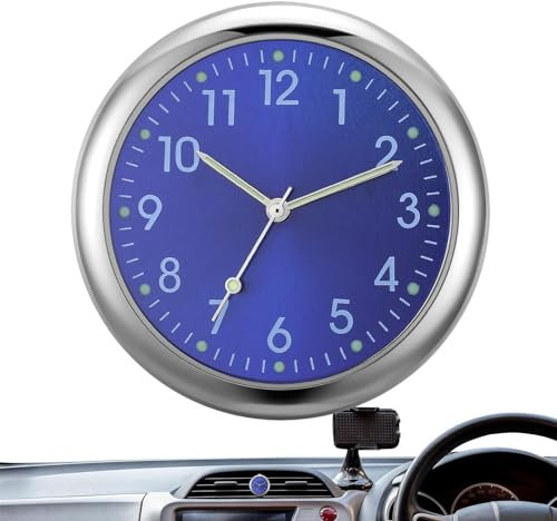 Auto Armaturenbrett Uhr, Dashboard Uhr, Car Dashboard Clock, Auto Uhr mit Doppelseitigem Aufkleber und Lüftungsclip, Quarz-Autouhr für Auto Innendekoration (blaue Uhr)