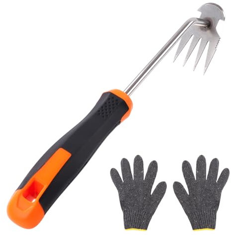 XIATIAN Weed Puller Tools, Garden Weeder Tools Weed Remover Tool, 4 Teeth Dual Heads Weeder, Hand Weeder Tool for Weeding Artifact Uprooting Tool for Garden Patio Crack Lawn Grass Farmland