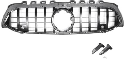 QUARKZMAN Griglia Anteriore Griglia Radiatore Paraurti Auto per Mercedes-Benz Class A W177 V177 2018-2024 Paraurti Anteriore Superiore per AMG Cofano Griglie con Foro per Telecamera Nero