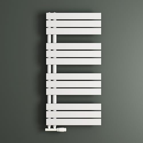 Mai & Mai Radiatore da Bagno 104x50cm, Radiatore Scaldasalviette Termoarredo da Bagno Scalda Portasciugamani da Parete e Pavimento in Acciaio FN, Bianco