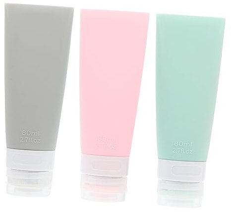 CRILSTYLEO Lot De 3 Flacons De Voyage Rechargeables En Silicone De 80 Ml Pour Shampoing Produits De Toilette