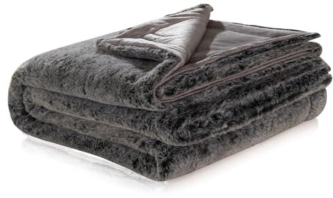 Como XXL-Kuscheldecke Anthrazit Moderne Felldecke, Wohndecke, 100% Polyester, 600 GSM, gesäumte Einfassung 220 x 240 cm