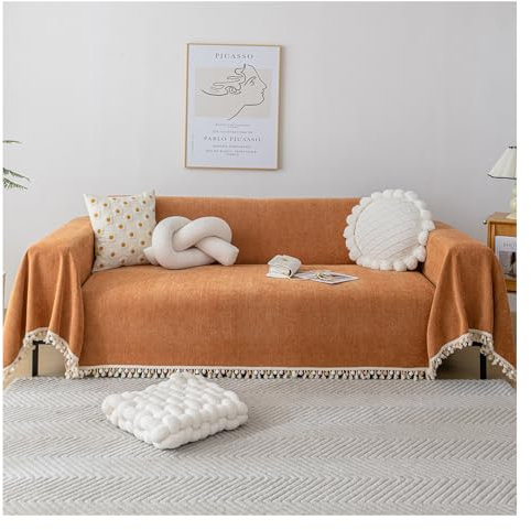 Funda impermeable para sofá, lavable, para las cuatro estaciones, a prueba de polvo, color naranja, 180 x 260 cm