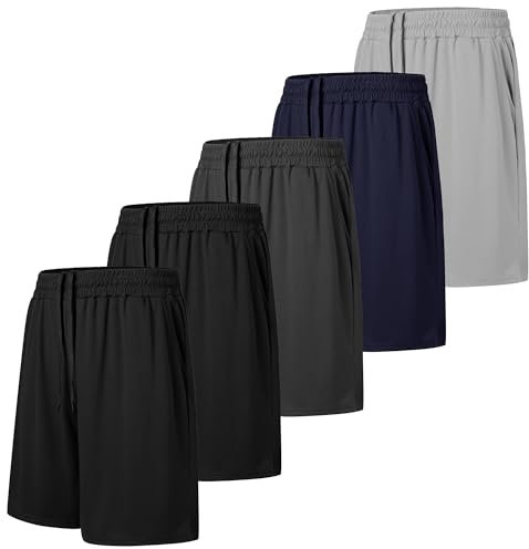AKKQHH 5er-Pack Sporthose Herren Kurz Laufhose Kurze Hose mit Tasche Laufshorts Atmungsaktiv Schnell Trocknend Sportshorts Jogginghose Herren für Gym Sommer(Schwarz*2+Dg+Db+Hg,M)