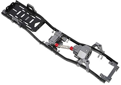 RiToEasysports RC-Metall-Chassis-Rahmen, 313 Mm Radstand, RC-Auto, CNC-Metall-Chassis-Rahmen, Frontlader-Getriebezubehör, Universell für Scx10 90046 und Andere Modelle (Ti-Farbe)