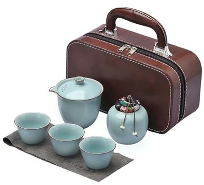 MYRDBT Juego de Taza de té de cerámica, tazón de té Azul y Tetera, Juego de té Hecho a Mano, Taza de Maestro de Kung fu Chino, Patrimonio Cultural inmaterial, Madre, Padre y Amigos.