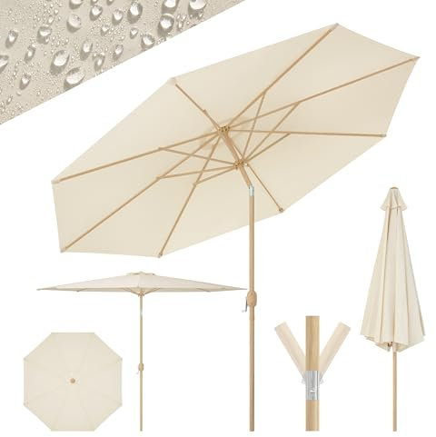 WOLTU Sonnenschirm φ300 cm UPF 50+ Neigbar, Gartenschirm, Sonnenschutz, mit Kurbelöffnung/-schließung, Strandparasole, für Terrasse, Pool, Garten, ohne Ständer, Beige