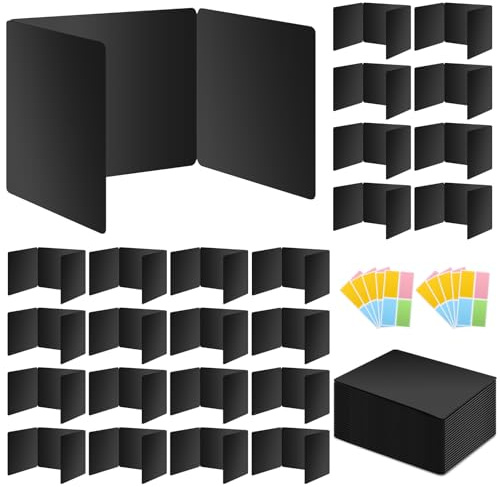 24 schwarze Schreibtisch-Trennwände für Studenten, Sichtschutz, Ordner für Studenten, langlebiges und wasserdichtes Kunststoff-Studientafel, Klassenzimmer-Lehrerbedarf, Test-Trennwand, inklusive 40