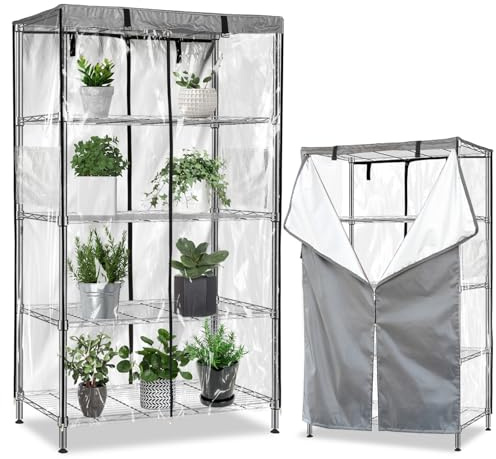 okcool Wasserdichte Regalabdeckung, 600D robuste Drahtregal-Abdeckung, drei Seiten, durchsichtiges Paneel, klar sichtbar (passend für 121,9 cm B x 61 cm T x 182 cm H Regale)