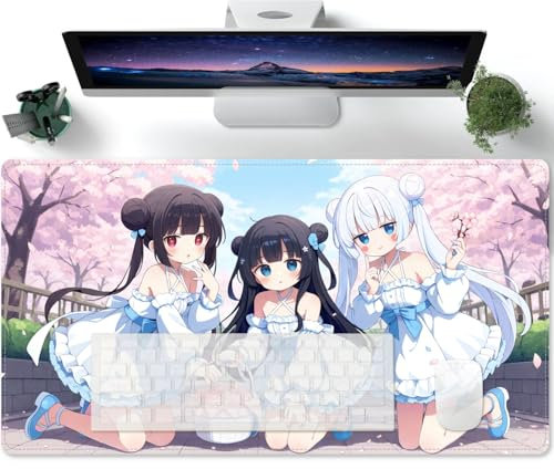 Mouse Mat Anime Girl XXXL Desk Mat on Top of Desk Keyboard Playmat, Extended for Work & Game 600x300x3mm