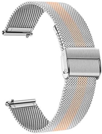 Run Ken Milanese Stainless Steel Watchband Compatible With Garmin Vivomove HR 3 3S / Vivoactive 4 4S 3 / Venu 2 2S Sq/Luxe Style Watch Band Strap(Rose Gold Silver,Vivoactive 3 Music)
