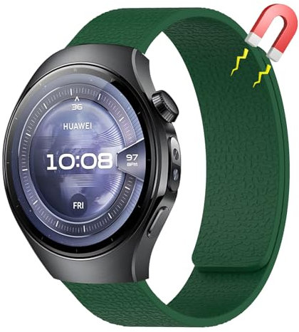 AiiBowy 22mm Correa Magnética Compatibles con Huawei Watch GT 6 46mm/GT 6 Pro/5/GT 5/GT 5 Pro/GT 4/4 46mm, Pulsera Doble Magnética Silicona Deportiva para Huawei Watch Ultimate 2 Verde