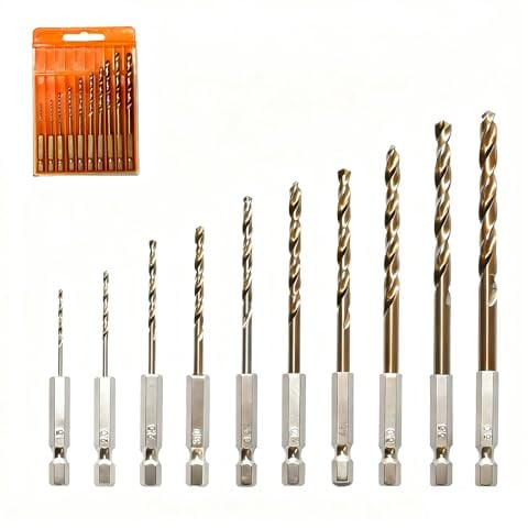 GoldOars Kobalt Bohrer Set 10-tlg M35 HSS Sechskantschaft Metallbohrer (Ø1,5-6,0 mm) Stahlbohrer für Edelstahl, Hartmetalle, Stahl, Eisen mit Aufbewahrungsbox