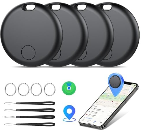 Air Tracker Tags 4er Pack Schlüsselfinder, Air Tracker Tag Kompatibel mit Apple Wo ist? APP (Nur iOS), Koffer Tracker für Taschen/Gepäck/Key, Batterielebensdauer EIN Jahr, IP67 wasserdicht (4er Pack)