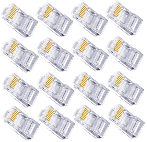 ANDRESLAD 100PCS Cata Ethernet Plug Modular Connectors with Thermoplastic Housing PC Stranded Network Cable Ends for Router Laptop Smart Tv Easy Installation and High Performance