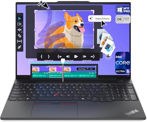 Lenovo ThinkPad E16 Gen 2 Business Laptop, Intel Core Ultra 5-125H, 64 GB DDR5 RAM, 4 TB PCIe SSD, 16 FHD+ Display, Integrated Intel Arc Graphics, Backlit QWERTZ Tastatur, Windows 11 Pro, Black