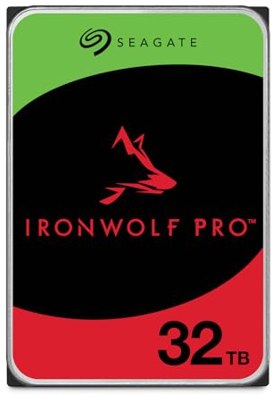 Seagate 32TB IronWolf Pro Internal NAS Hard Drive | SATA (ST32000NTZ00) | 7200 RPM. Professional NAS Hard Drive (HDD) for 24/7 performance, AgileArray™, All-CMR, 550TB/yr.