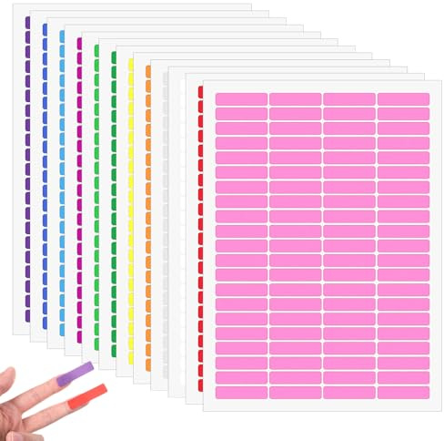 2016Stück Etiketten Selbstklebend, 46 X 11 mm Beschreibbare Rechteckige Etikettenaufkleber, Farbige Etiketten Aufkleber Adressetiketten Haushaltsetiketten Tiefkühletiketten Aufkleber