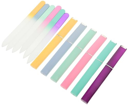6 Stück Nagelpflegewerkzeug aus Glas und Kunststoff für Damen | Elegantes Maniküre Zubehör, Feilen und Polieren, Unterwegs Nutzbar, Weihnachtsstrumpfgeschenk