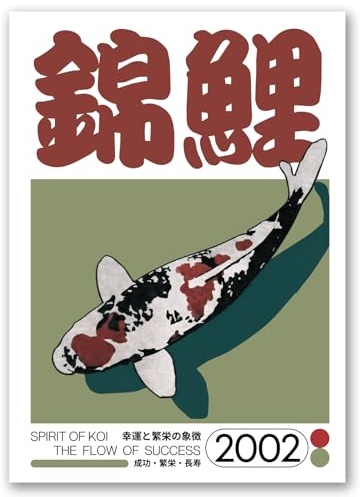 SALVADERO Japanisches Koi Poster – Japan Kunst, Wanddeko Wohnzimmer Schlafzimmer ohne Rahmen (Koi-Karpfen, 42L x 30B cm)