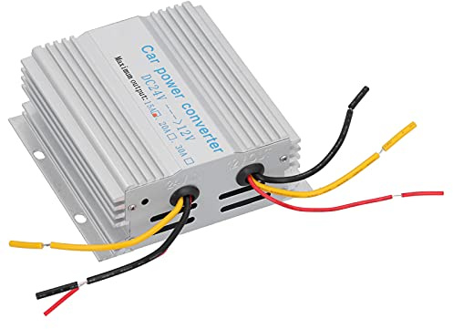 Convertidor de Corriente Continua de 24V y 12V, Transformador de Voltaje Profesional para Coches, autobuses y Camiones (15A)