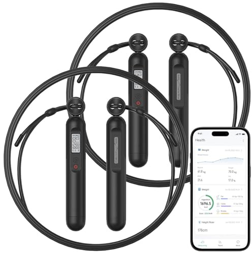 PEARL Sports Digitales Springseil: 2er-Set smarte 2in1-Springseile mit Display und Zähler, Bluetooth (Fitness mit Tracker, für Smartphone)