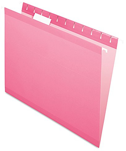 Pendaflex Reinforced Hanging File Folders, Letter Size, Pink, 1/5 Cut, 25/BX (4152 1/5 PIN)