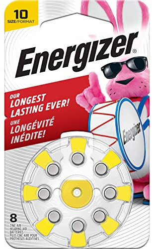 Energizer Hearing Aid Batteries Size 10, Yellow Tab, 8 Pack