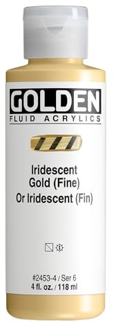 Or 0002453-4 4 oz - 118ml - Peintures acryliques Fluid Iridescent peinture Bouteille de couleur - or - Fine