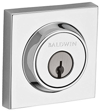 Baldwin Reserve 9BR3800-016 Contemporary Square Single Cylinder Deadbolt in Polished Chrome